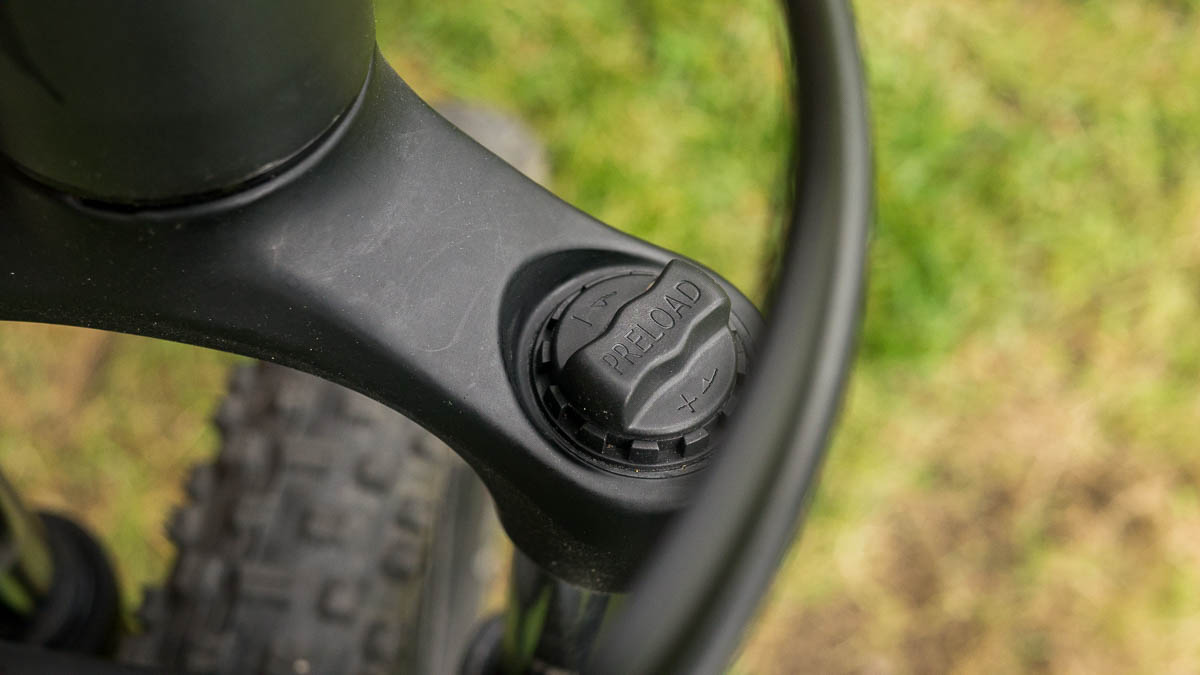 A preload knob on the fork.
